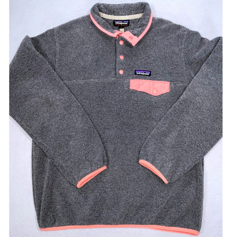 Patagonia Synchilla Snap-T Fleece Pullover Women's Small Gray Coral